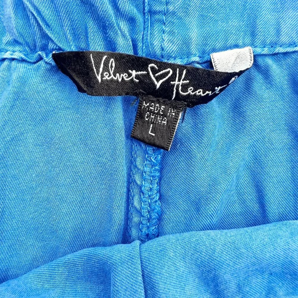 Velvet Heart Drawstring Casual Shorts Womens Size L Blue High Rise Simple Basic - Picture 2 of 3
